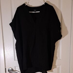 152 - RACHEL by Rachel ROY lightweight Women's Black V-Neck Short Sleeve Blouse